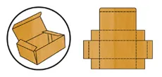 CORTE VINCO CORREIOS <br><br> Caixa tipo correio com tampa basculante e fechamento lateral interno c/ cola.