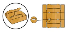CORTE VINCO FUNDO <br><br> Caixa tipo bandeja montável com fechamento horizontal interno por encaixe.