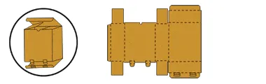 CORTE VINCO <br><br> Caixa tipo box com fechamento superior basculante e inferior basculante com travas.